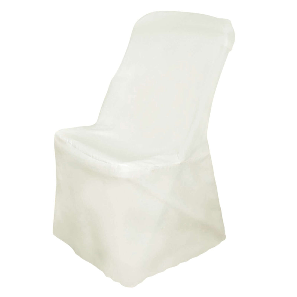 Polyester Chair Cover for Folding Lifetime Chairs Ivory - Reusable Durable Slip-On Cover
