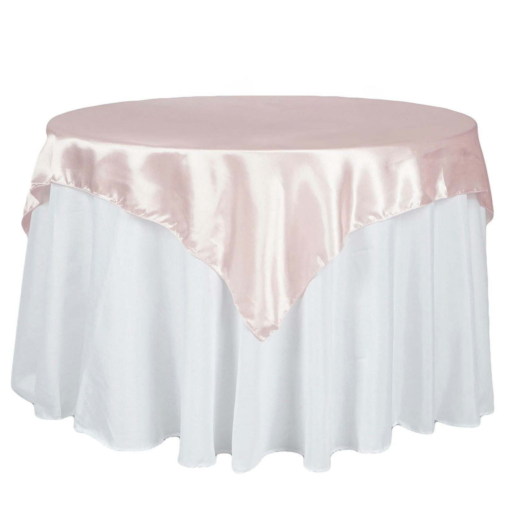 Satin 72"x72" Table Overlay Square Tablecloth Blush - Smooth Finish Table Cover