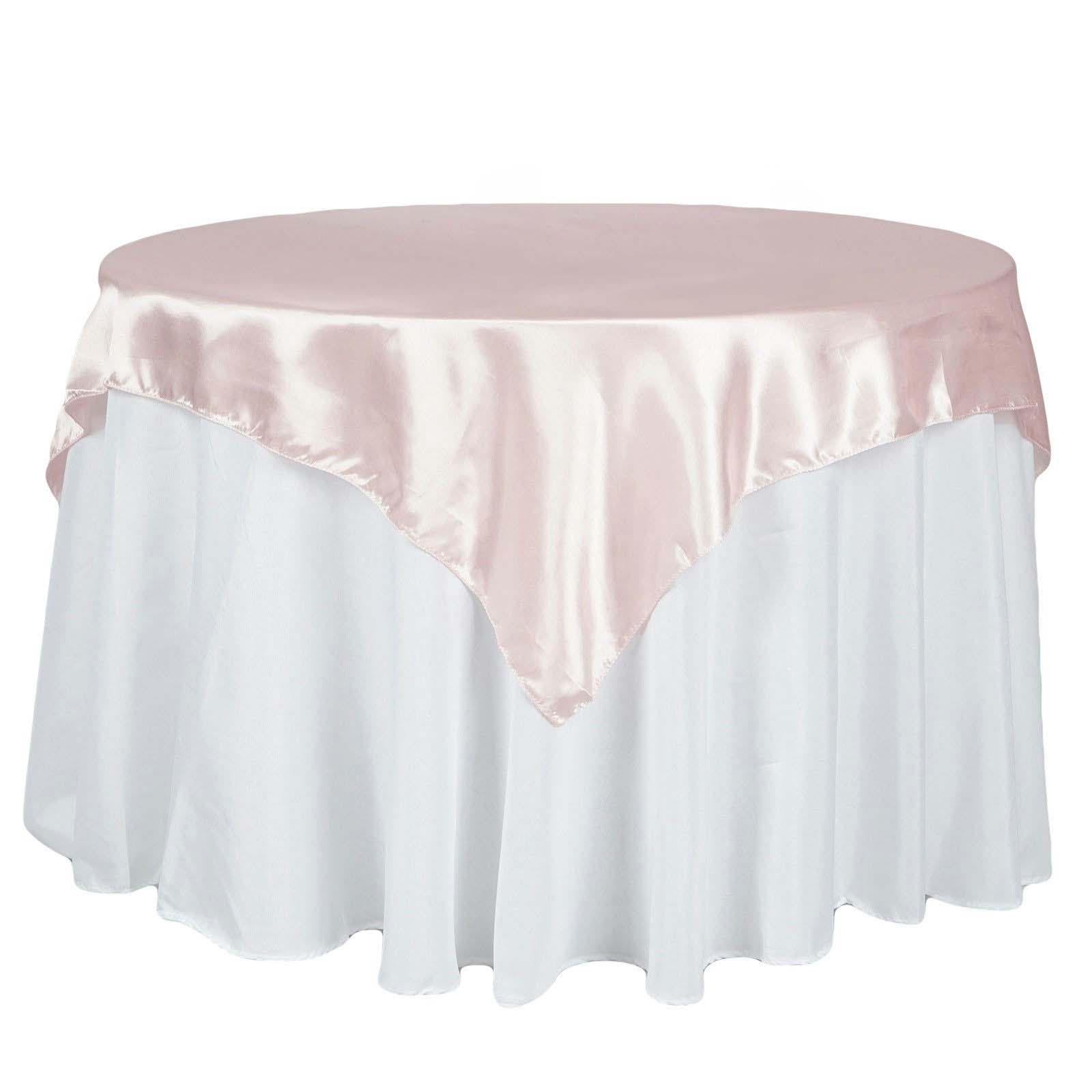 Satin 72"x72" Table Overlay Square Tablecloth Blush - Smooth Finish Table Cover