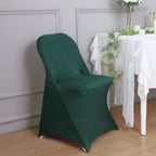 Stretch Spandex Chair Cover Hunter Emerald Green for Folding Chairs - Reusable & Wrinkle-Resistant 160GSM Fitted Slipcover