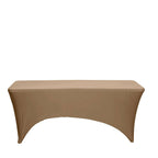 Stretch Spandex 96"x30" Rectangle Table Cover Taupe - Durable Form-Fitting Tablecloth
