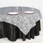 Taffeta 72"x72" Table Overlay Black and White -Tiger Print Design for Jungle Theme Parties