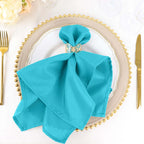 5 Pack Polyester 20"x20" Napkins Turquoise - Wrinkle Resistant & Easy Care Cloth Napkins