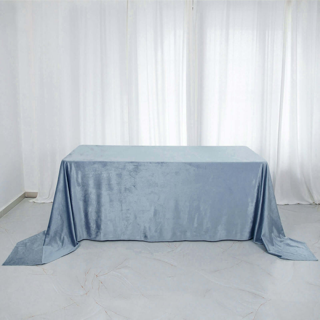 Premium Velvet 90"x132" Rectangle Tablecloth Dusty Blue - Reusable Soft & Seamless Table Cover