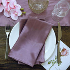 5 Pack Satin 20"x20" Napkins Violet Amethyst - Luxurious Shine & Smooth Dinner Napkins