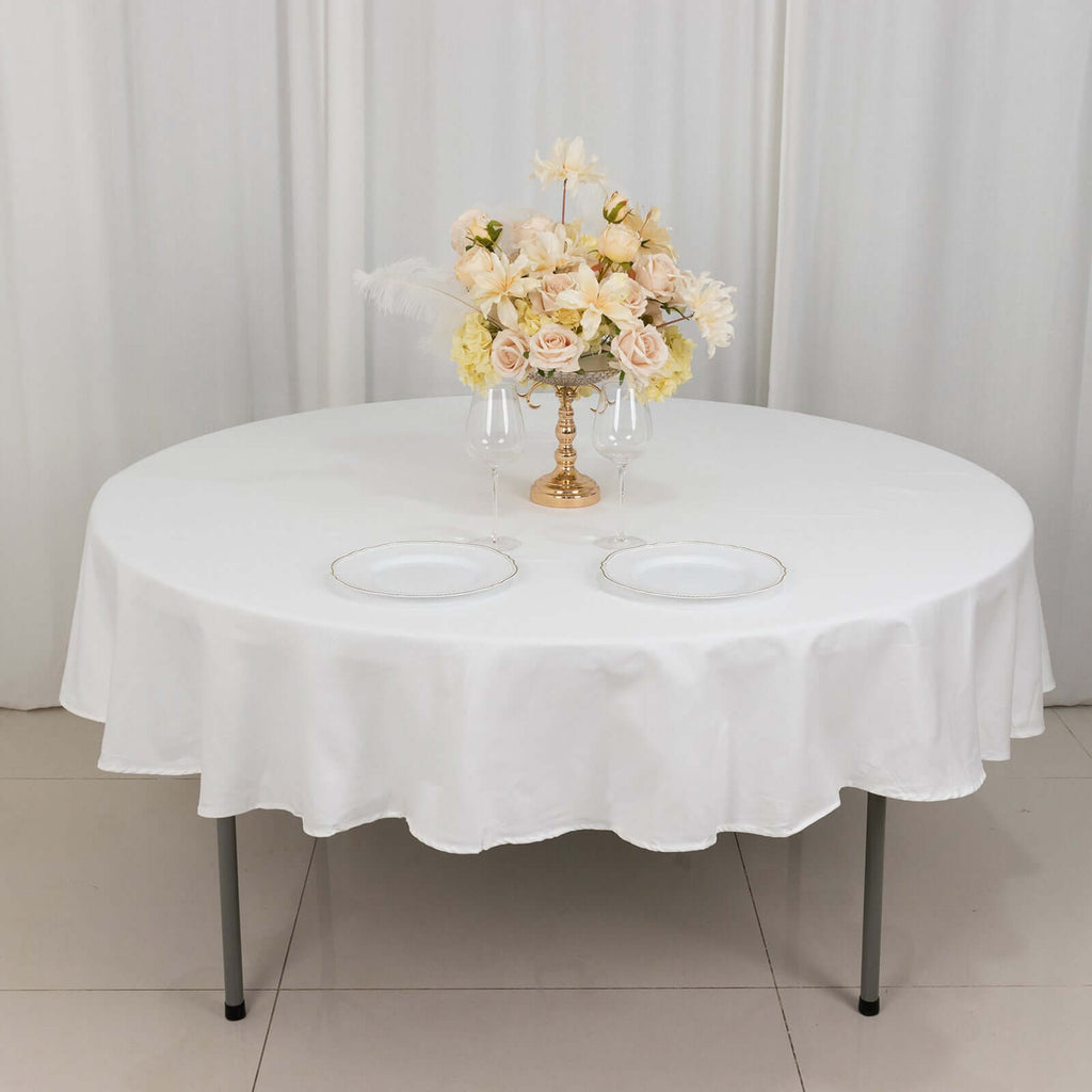 100% Cotton 90" Round Tablecloth White Linen - Sophisticated, Soft & Breathable Table Cover