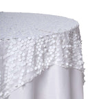 Sequin 72"x72" Table Overlay Square Tablecloth White - Big Payette Design for Classy Celebrations
