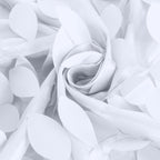 Taffeta 132" Round Tablecloth White 3D Leaf Petal Design Seamless Table Cover for Chic Wedding & Event Decor