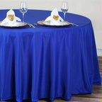 Polyester 120" Round Tablecloth Royal Blue - Seamless Wrinkle-Resistant Table Cover