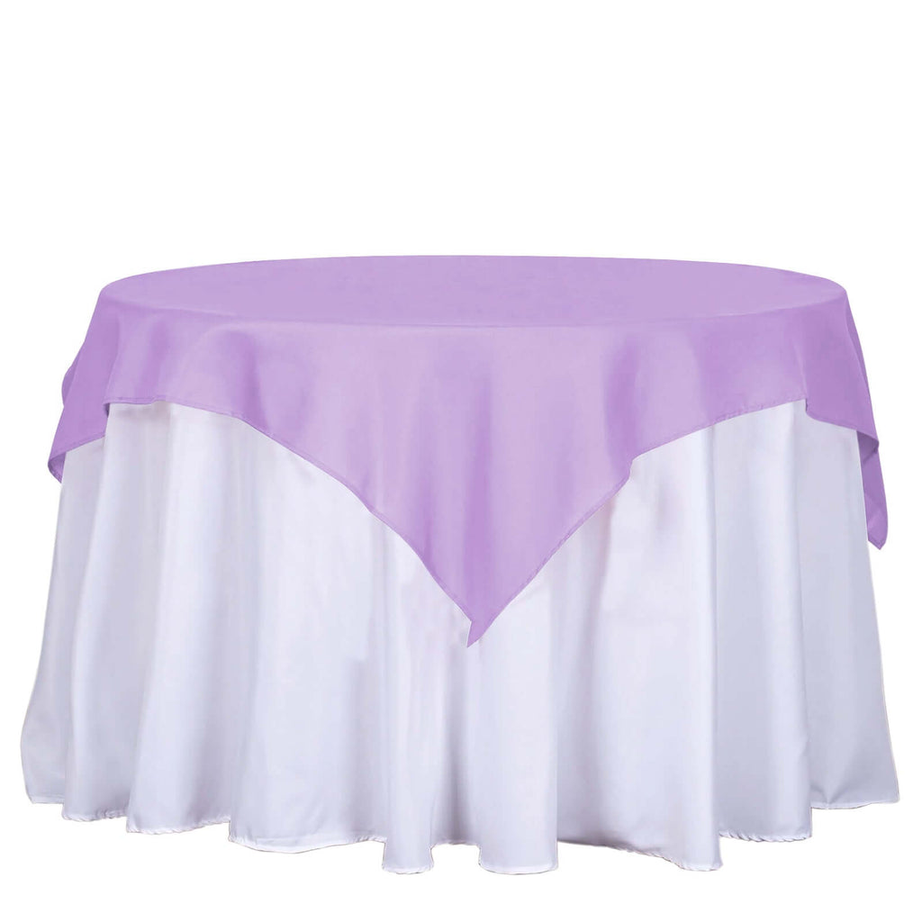Polyester 54"x54" Table Overlay Square Tablecloth Lavender Lilac - Wrinkle-Resistant & Durable Table Cover