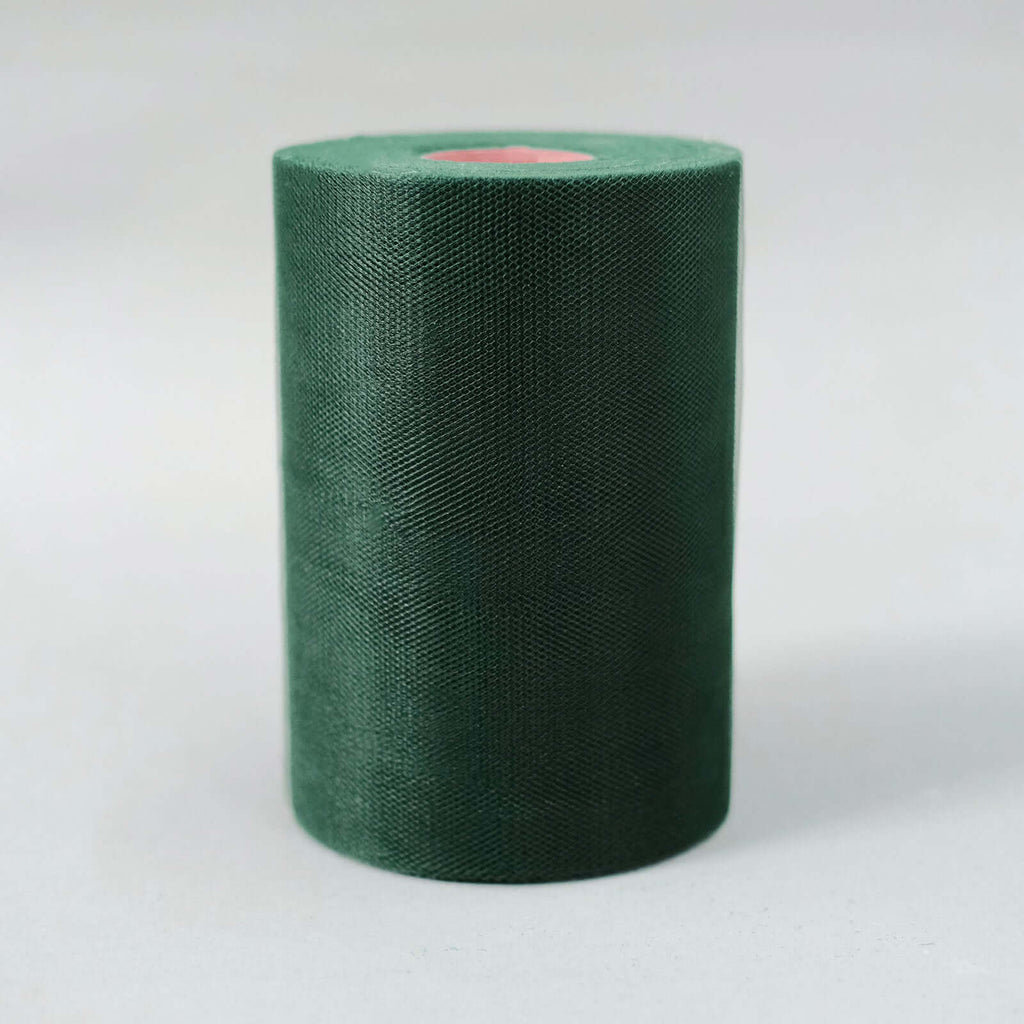 6"x100 Yards Hunter Emerald Green Tulle Fabric Bolt, Sheer Fabric Spool Roll For Crafts
