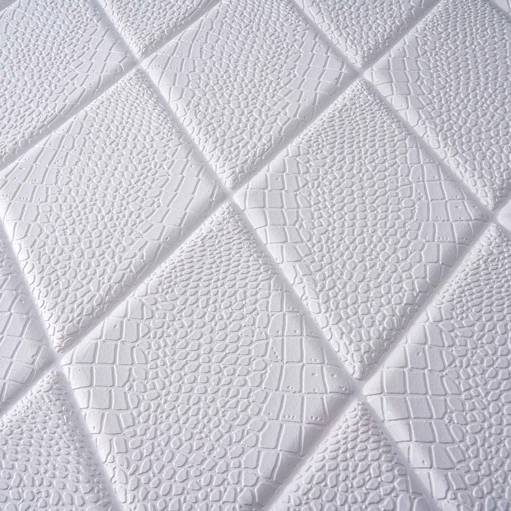 10 Pack 40 Sq ft 3D White Foam Self Adhesive Wall Panels - Alligator Skin Design