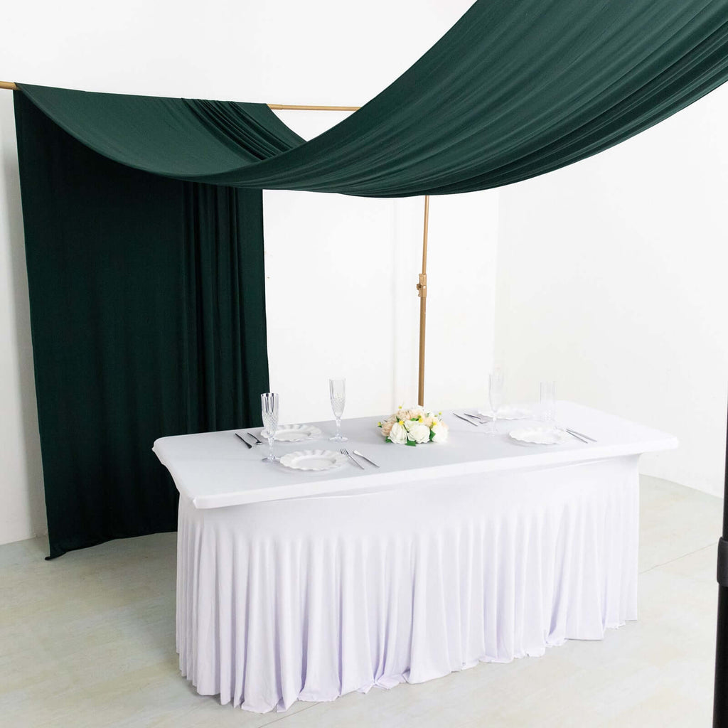 Hunter Emerald Green 4 - Way Stretch Spandex Event Curtain Drapes, Wrinkle Free Backdrop Event Panel with Rod Pockets - 5ftx18ft - Bell Racket Store