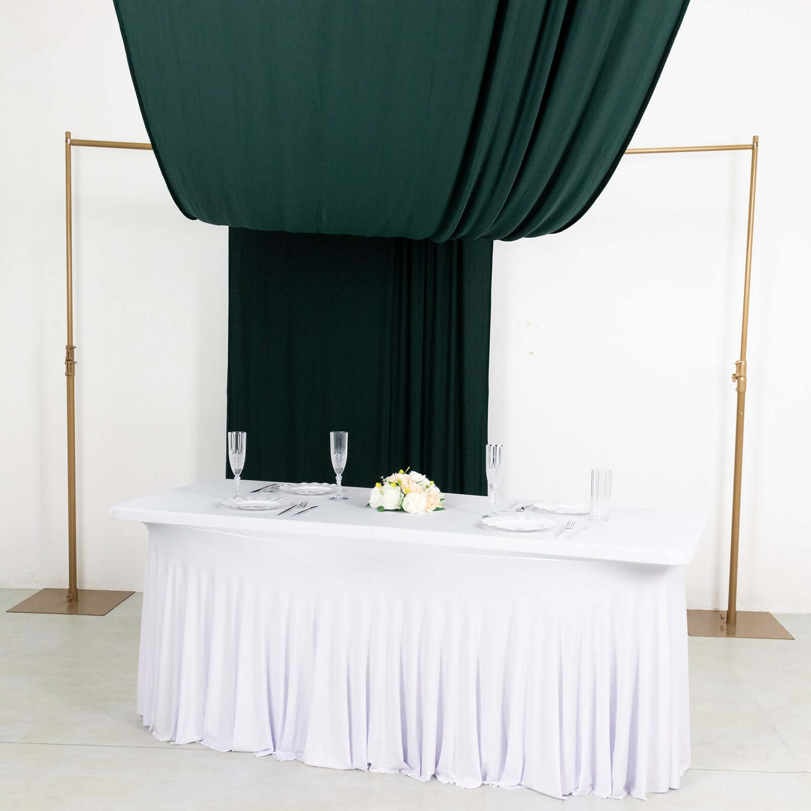 Hunter Emerald Green 4 - Way Stretch Spandex Event Curtain Drapes, Wrinkle Free Backdrop Event Panel with Rod Pockets - 5ftx18ft - Bell Racket Store