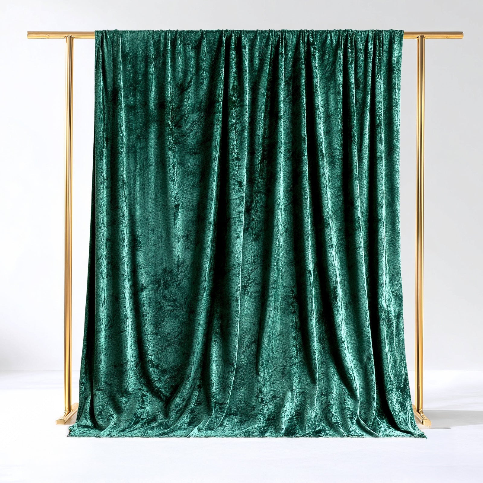 Hunter Emerald Green Crushed Velvet Backdrop Curtain â€“ 5ft x 10ft Event Drape with Rod Pocket, Privacy Panel for Photo Booths & Events - Bell Racket Store