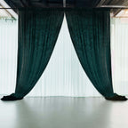 Hunter Emerald Green Crushed Velvet Backdrop Curtain â€“ 5ft x 12ft Event Drape with Rod Pocket, Privacy Panel for Photo Booths & Events - Bell Racket Store