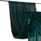 Hunter Emerald Green Crushed Velvet Backdrop Curtain â€“ 5ft x 12ft Event Drape with Rod Pocket, Privacy Panel for Photo Booths & Events - Bell Racket Store