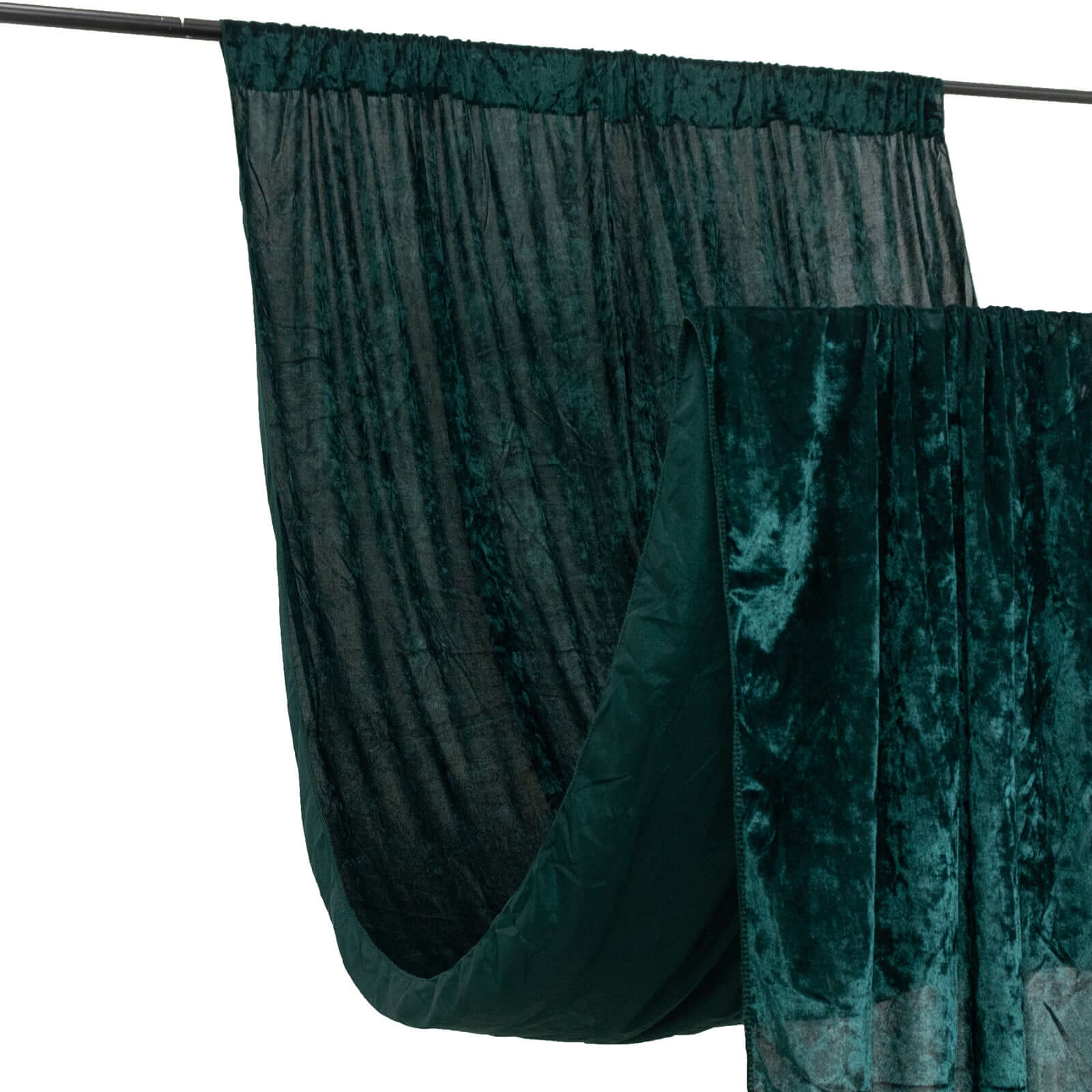 Hunter Emerald Green Crushed Velvet Backdrop Curtain â€“ 5ft x 12ft Event Drape with Rod Pocket, Privacy Panel for Photo Booths & Events - Bell Racket Store
