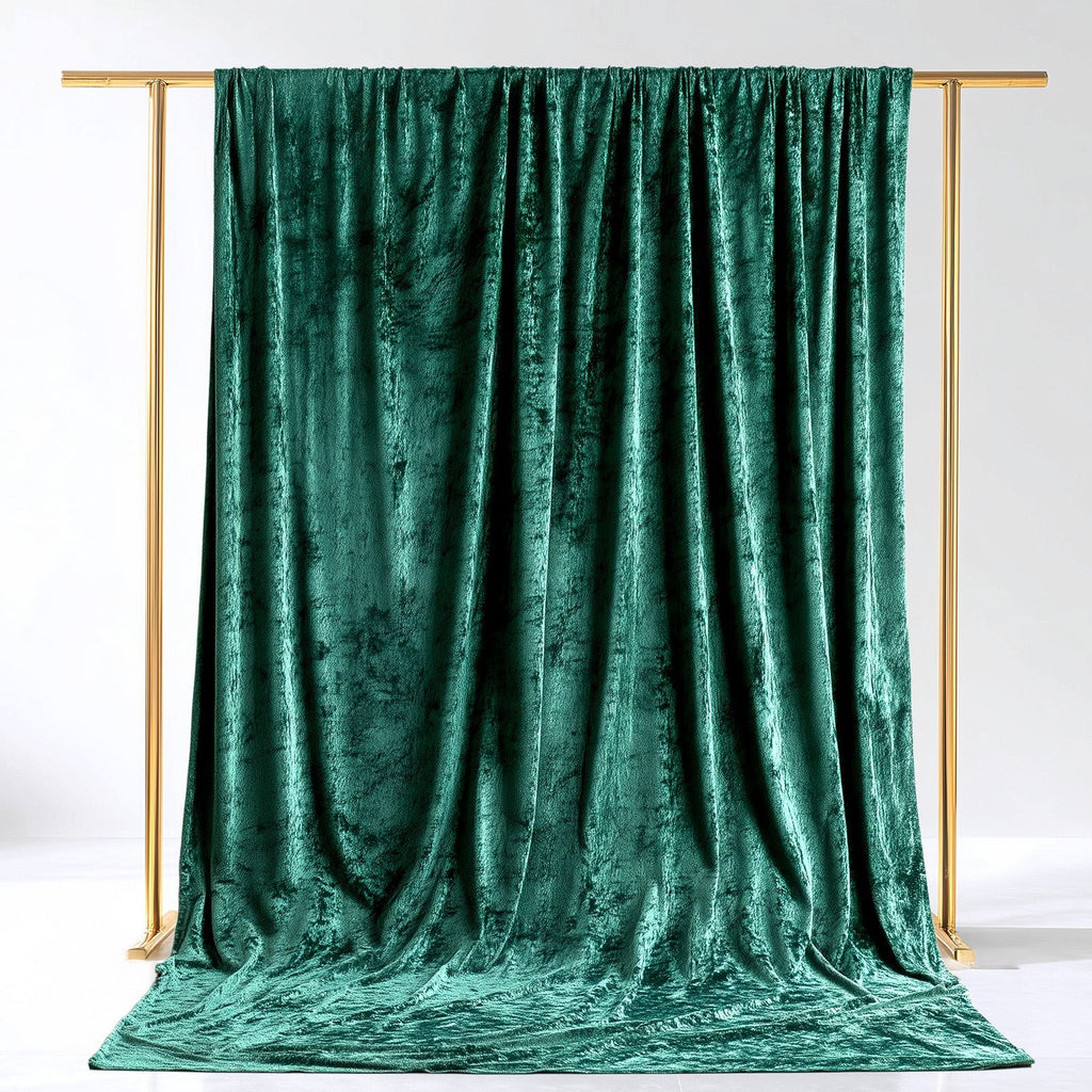 Hunter Emerald Green Crushed Velvet Backdrop Curtain â€“ 5ft x 14ft Event Drape with Rod Pocket, Privacy Panel for Photo Booths & Events - Bell Racket Store