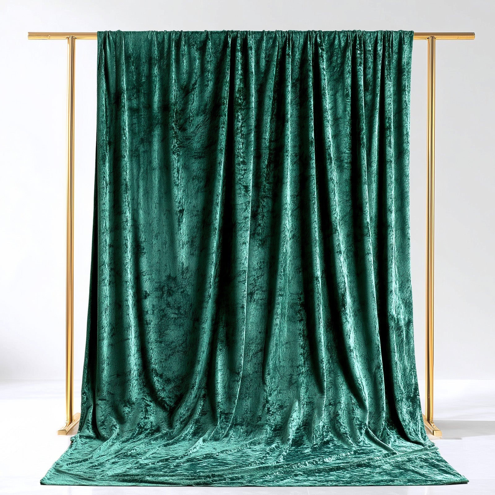 Hunter Emerald Green Crushed Velvet Backdrop Curtain â€“ 5ft x 14ft Event Drape with Rod Pocket, Privacy Panel for Photo Booths & Events - Bell Racket Store