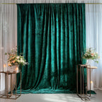 Hunter Emerald Green Crushed Velvet Backdrop Curtain â€“ 5ft x 14ft Event Drape with Rod Pocket, Privacy Panel for Photo Booths & Events - Bell Racket Store