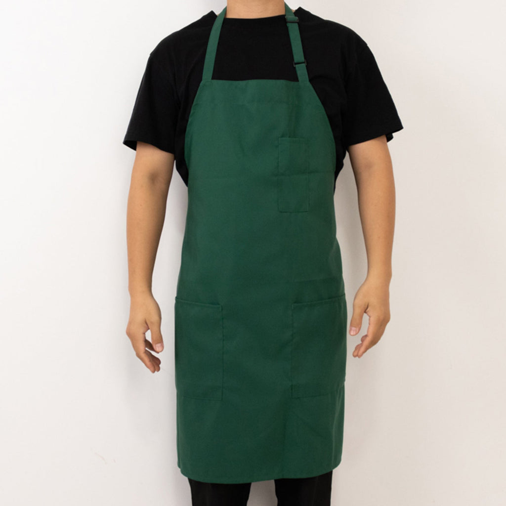 Hunter Emerald Green Premium Polyester Cooking Chef Apron with Adjustable Neck and Long Ties, Waterdrop Resistant 2 Pockets Unisex Kitchen Bib Apron - Bell Racket Store