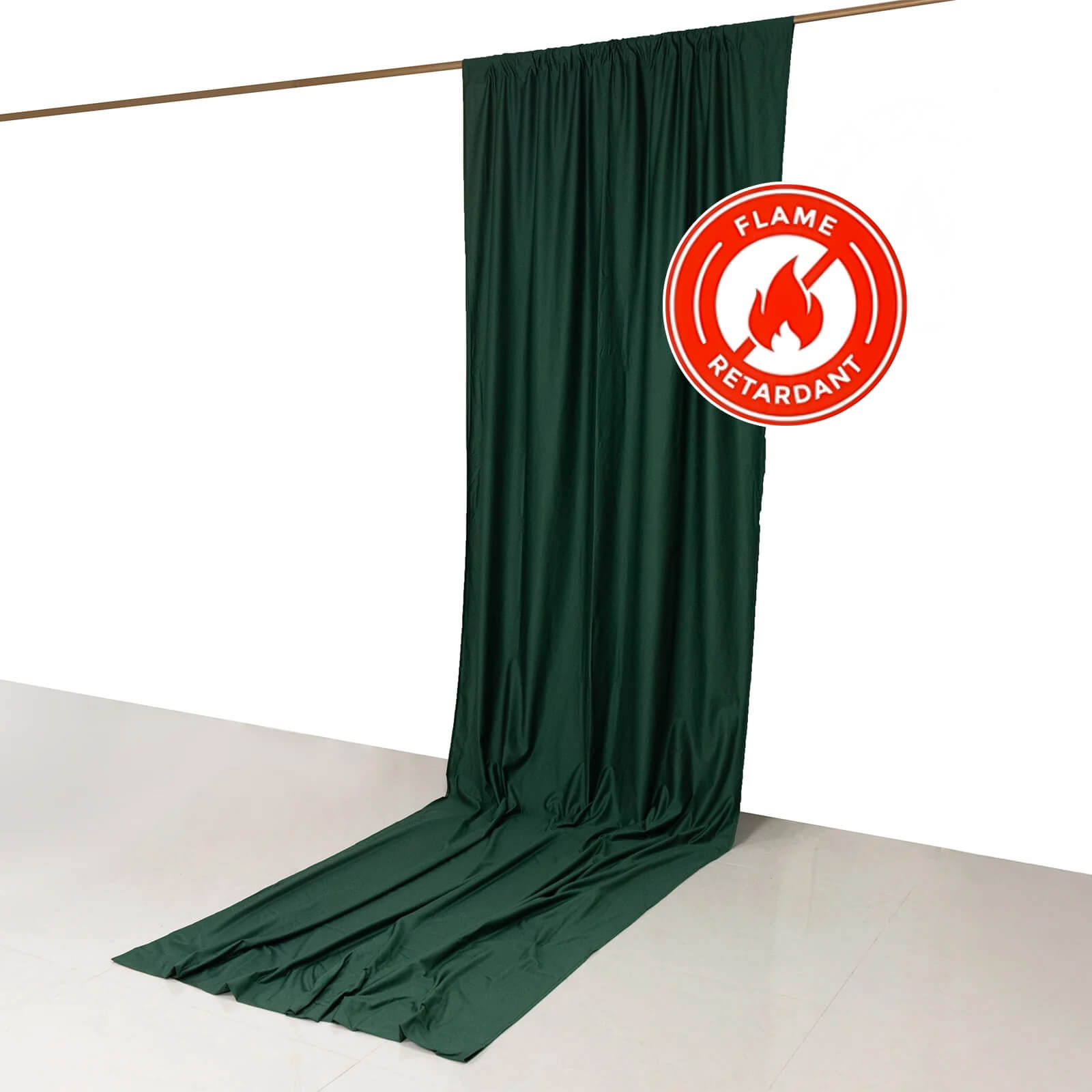 Hunter Emerald Green Scuba Polyester Event Curtain Drapes, Durable Flame Resistant Backdrop Event Panel Wrinkle Free with Rod Pockets - 5ftx14ft - Bell Racket Store