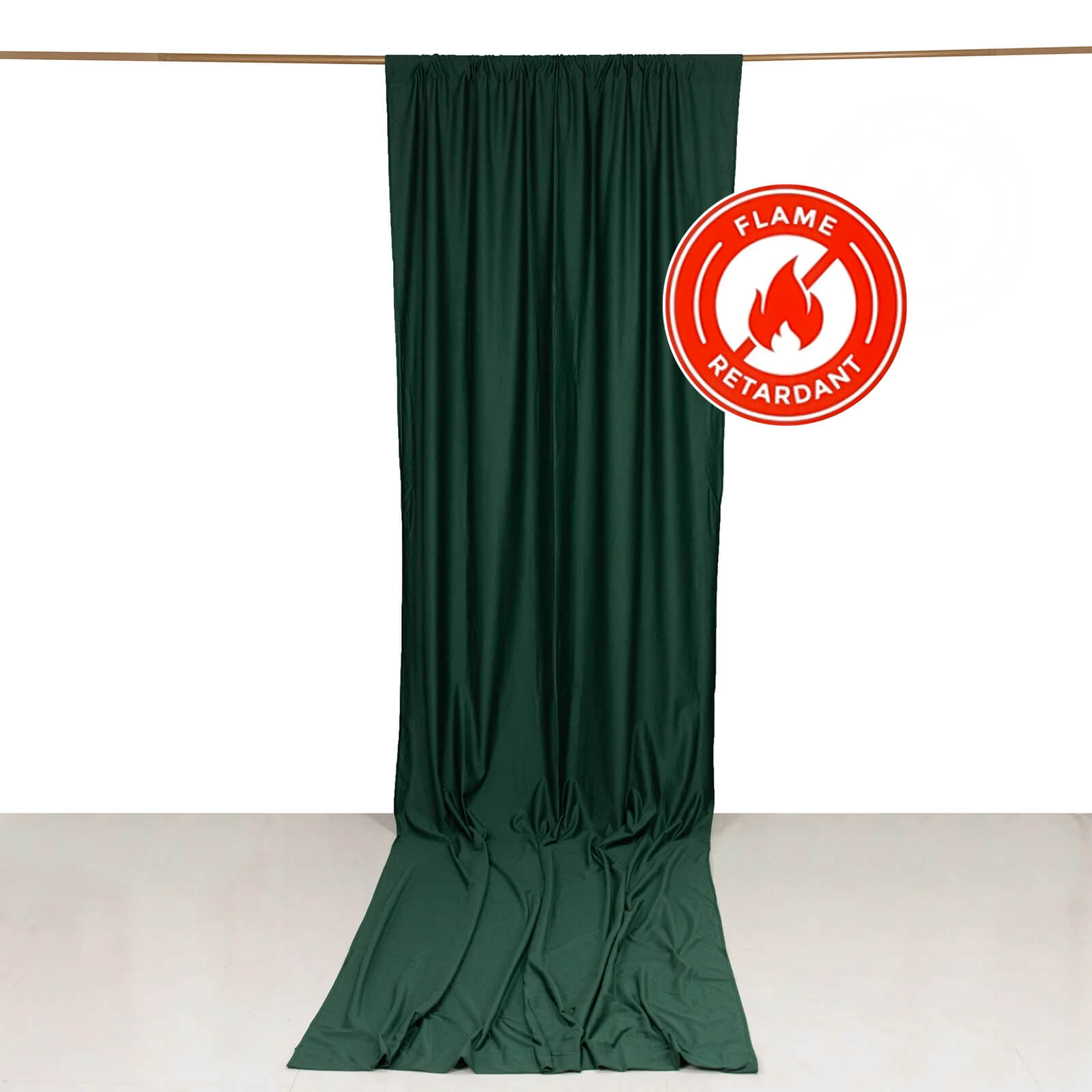 Hunter Emerald Green Scuba Polyester Event Curtain Drapes, Durable Flame Resistant Backdrop Event Panel Wrinkle Free with Rod Pockets - 5ftx14ft - Bell Racket Store