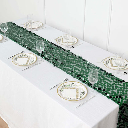 Big Payette Sequin 13"x108" Table Runner Hunter Emerald Green - Dazzling Design
