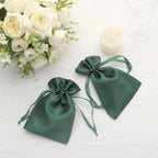 12 Pack 4"x6" Hunter Emerald Green Satin Wedding Party Favor Bags, Drawstring Pouch Gift Bags