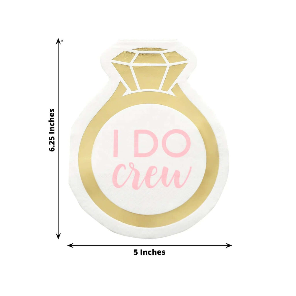 20-Pack Paper Cocktail Napkins with Ring Design - Unique Disposable Napkins for Engagements 12"x10"