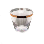 12-Pack Plastic Party Squat Cups Clear with Rose Gold Rim - Stylish Disposable Tumblers for Banquets & Special Occasions 10oz