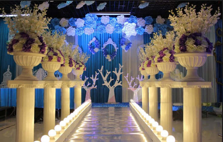 4 Pack 34" White Height Adjustable Empirical Roman Inspired Pedestal Column Plant Stand - PVC