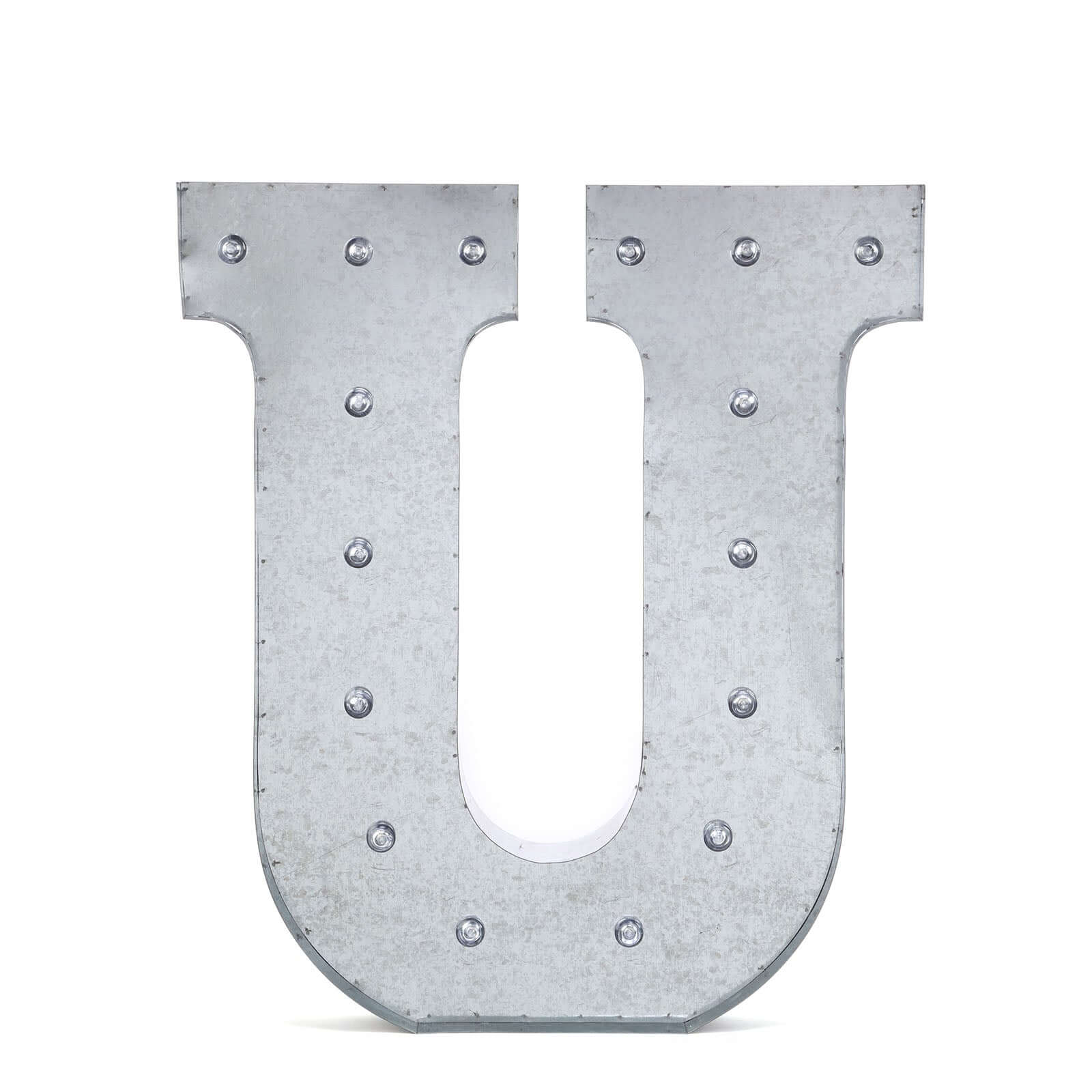 20" Vintage Galvanized Metal Marquee Letter Lights Cordless With 16 Warm White LED