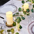 32ft 100 LED Green Silk Eucalyptus Leaf Garland Vine String Lights, Warm White Battery Operated