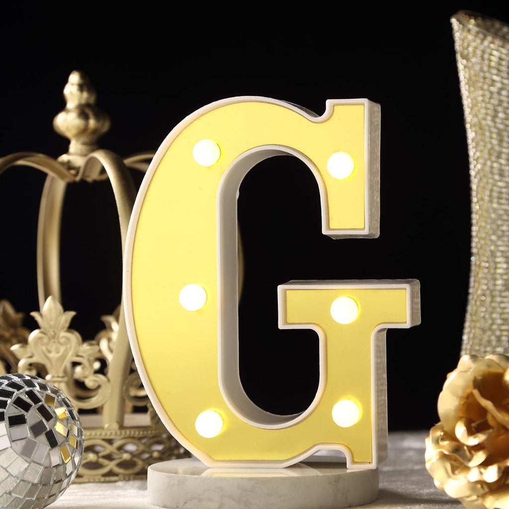 3D Marquee Letter "G" Warm White 6 LED Lights Gold - Chic Light-Up Decor for Events 6"