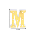 3D Marquee Letter "M" Warm White 7 LED Lights Gold - Chic Light-Up Decor for Events 6"