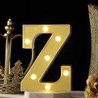 3D Marquee Letter "Z" Warm White 7 LED Lights Gold - Chic Light-Up Decor for Events 6"