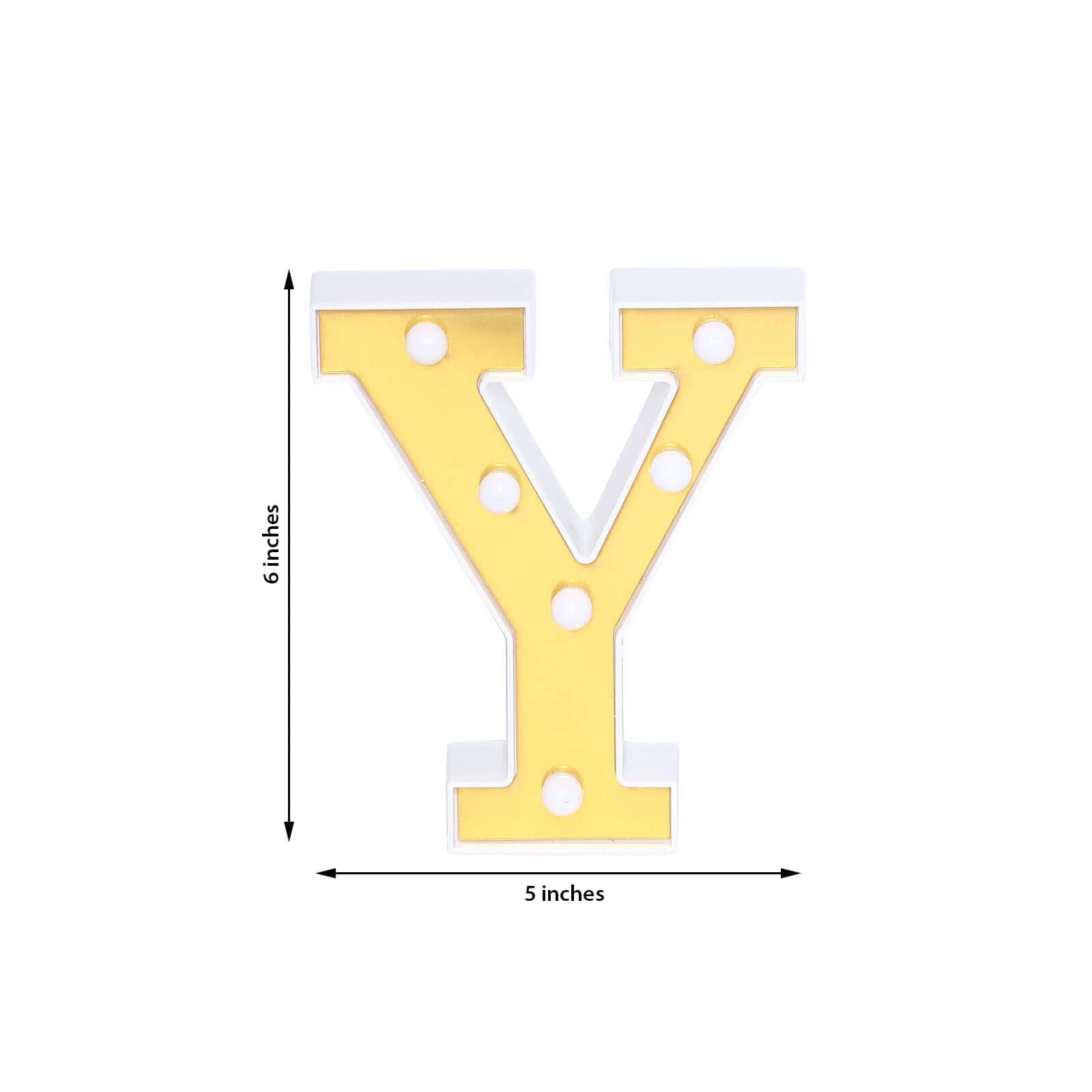 3D Marquee Letter "Y" Warm White 6 LED Lights Gold - Chic Light-Up Decor for Events 6"