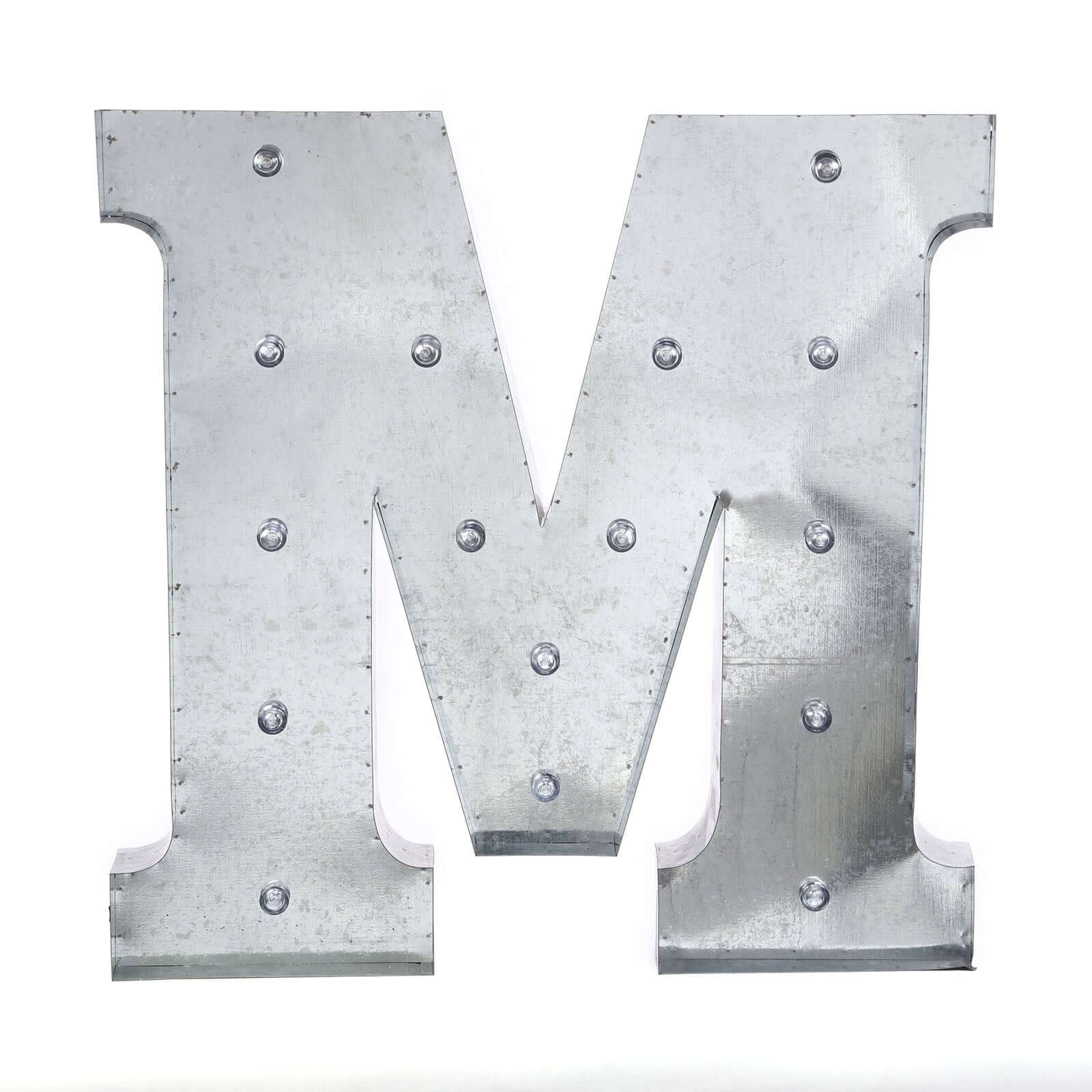 20" Vintage Galvanized Metal Marquee Letter Lights Cordless With 16 Warm White LED