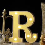 3D Marquee Letter "R" Warm White 6 LED Lights Gold - Chic Light-Up Decor for Events 6"