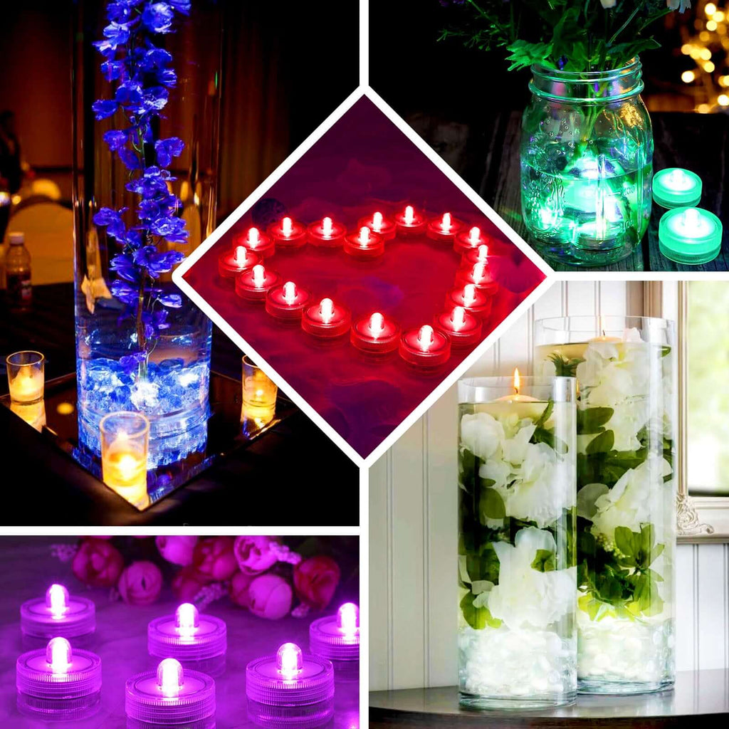 12-Pack LED Lights Flower Design - Submersible Waterproof Warm White Battery Operated