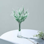 4 Bushes 14" Green White Artificial Lavender Flower Plant Stems Greenery