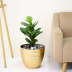 12" Metallic Gold Textured Finish Large Indoor Flower Plant Pot, Decorative Indoor Outdoor Planter