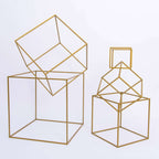 2-Pack Metal Flower Stands Gold Geometric Wedding Centerpieces Square Frame - Durable Display 12"