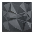 12 Pack 20"x20" Matte Black 3D Texture PVC Diamond Design Wall Tiles, Stick On Waterproof Wall Panels