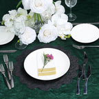 6-Pack Dining Table Mats Floral Lace Design Black - Vinyl Non-Slip Surface with Vintage Appeal 15"