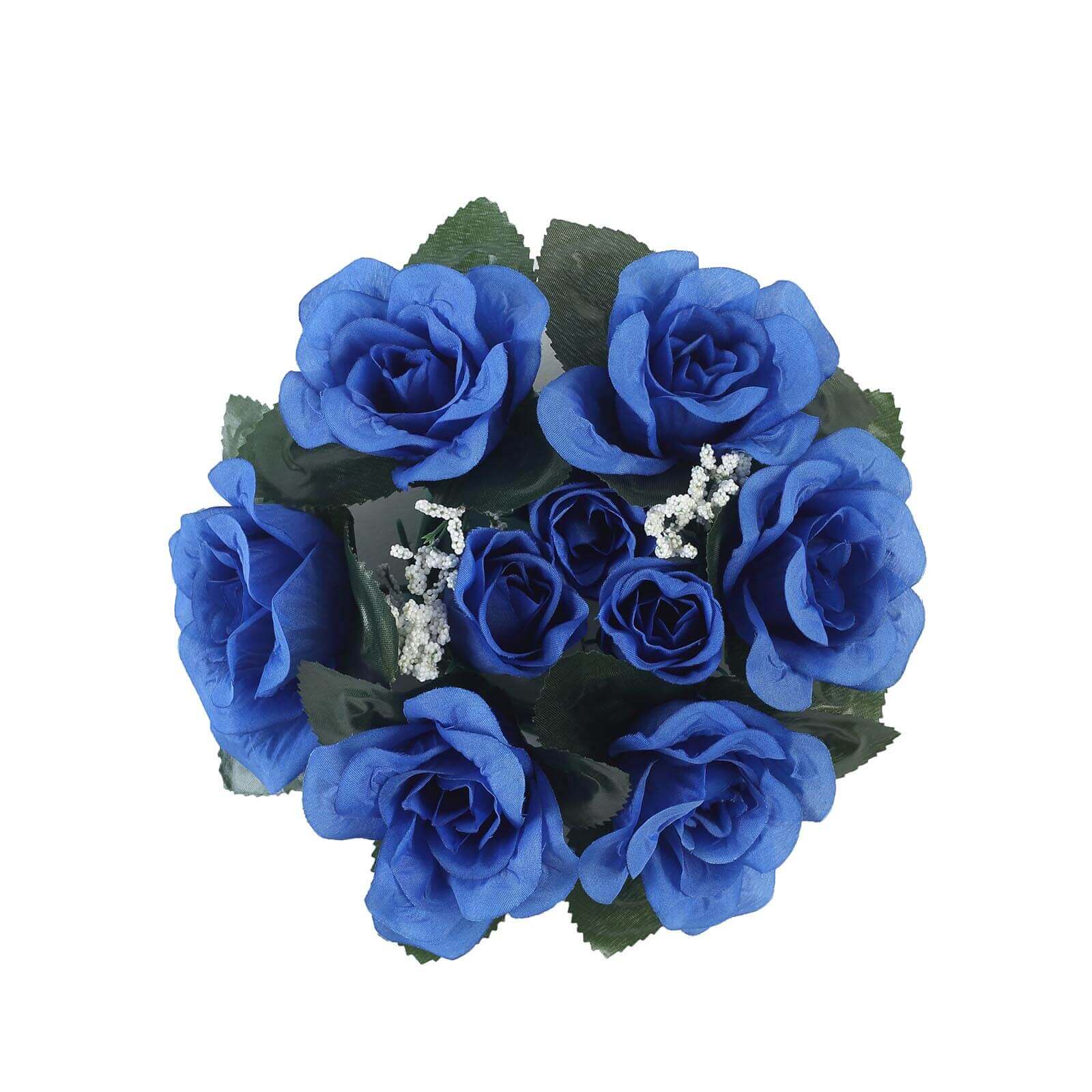 4 Pack 3" Royal Blue Artificial Silk Rose Flower Candle Ring Wreaths
