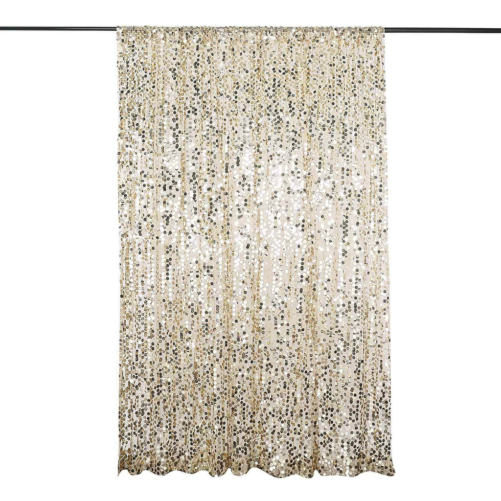 8ftx8ft Champagne Big Payette Sequin Event Curtain Drapes, Backdrop Event Panel