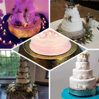 Metal 14" Round Cake Pedestal Stand Matte Silver - Cupcake Dessert Display Riser with Intricate Embossed Design for Upscale Events & Gatherings